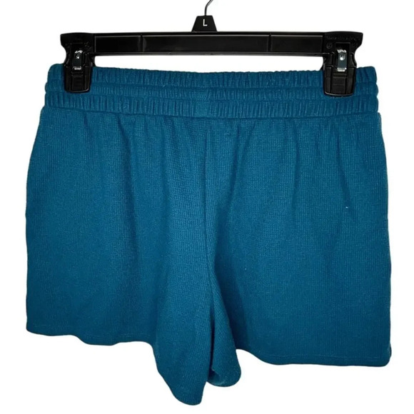 Victoria's Secret VS Sleep Shorts Size XS Teal Blue Loose Waffle Drawstring - Picture 2 of 6